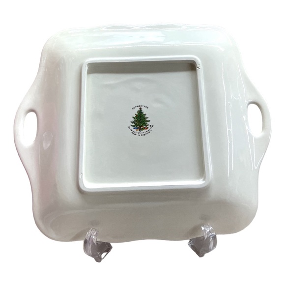 Original Christmas Tree (Narrow Green Band) CUTHBERTSON Handled Cake Plate 103/4 - Picture 2 of 3
